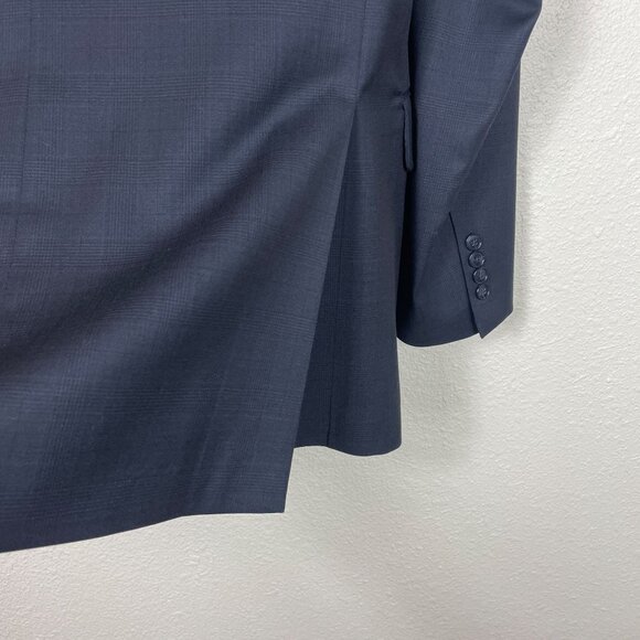 Jos A Bank Blazer Suit Jacket 40L Traveler's Collection Tailored Fit Navy Plaid - Picture 4 of 9